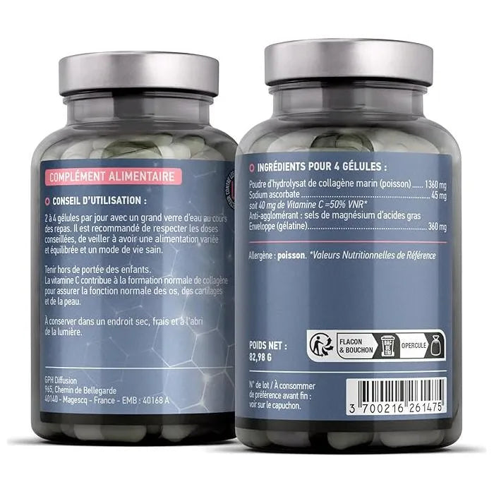 Collagène marin + Vitamine C - 180 gélules