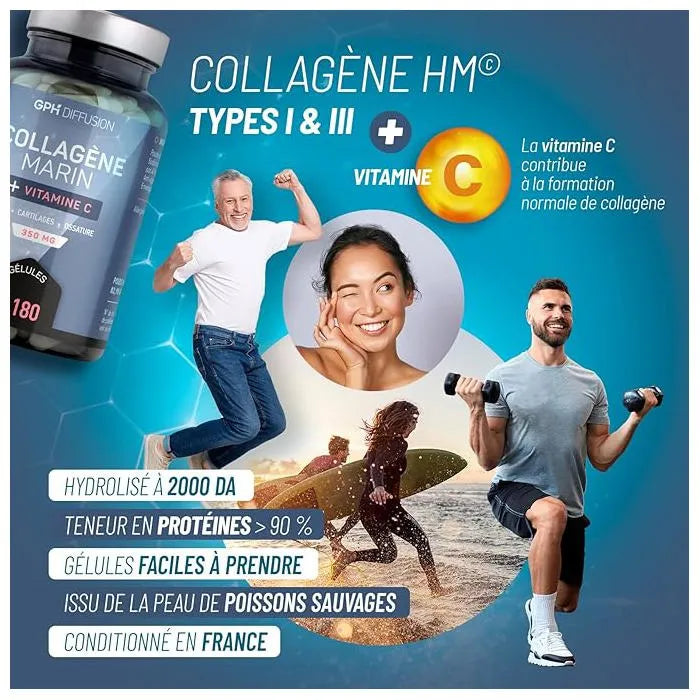 Collagène marin + Vitamine C - 180 gélules